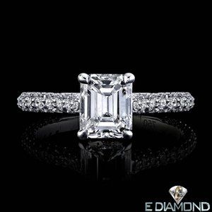 18K 1.42 Carat VS1 Natural Emerald Cut Diamond Solitaire Engagement Ring GIA